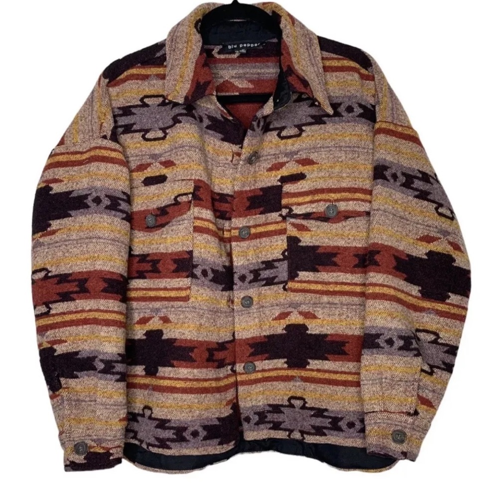 Blu Pepper Women’s Southwestern Desert Western Patterned Shirt Jacket Medium